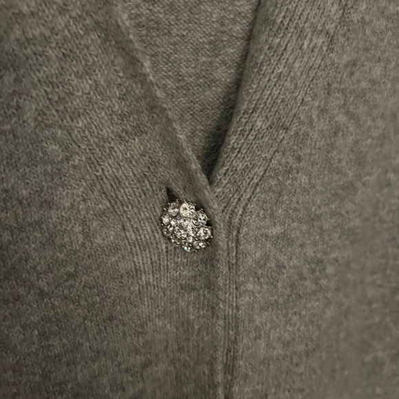 Loft Grey Cardigan with Rhinestone Buttons | Size Medium - Picture 1 of 5